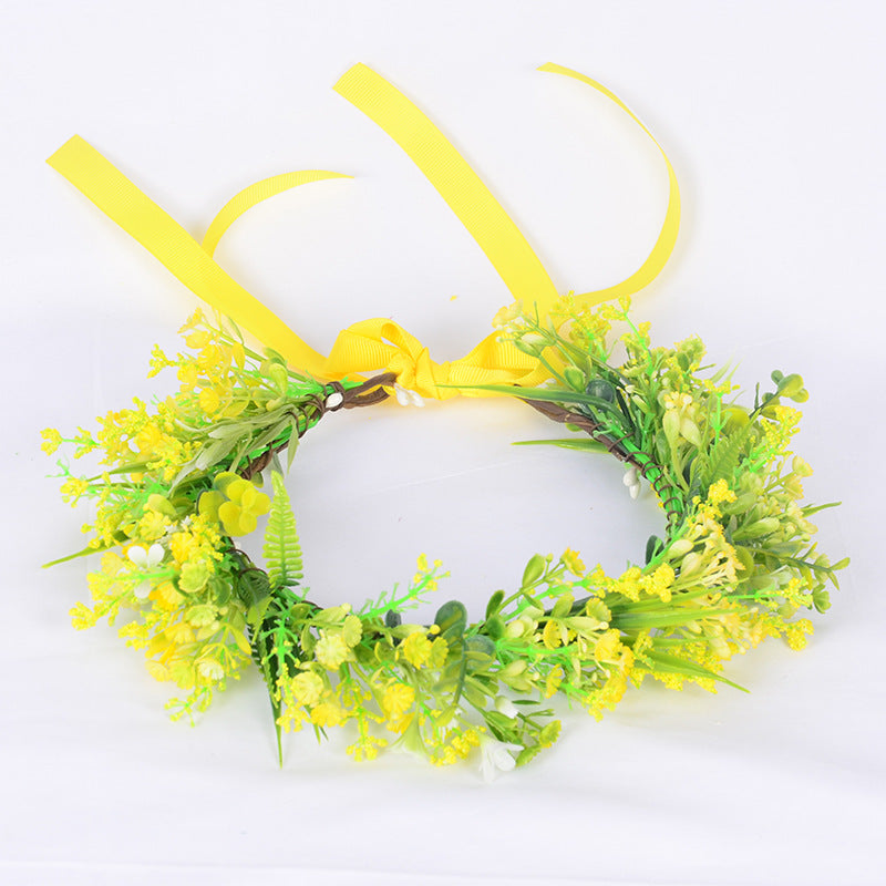 Flower garland headpiece simulation full sky star small floral ribbon lavender hair accessory studio Hanfu headband - V.I.P Digital Presence