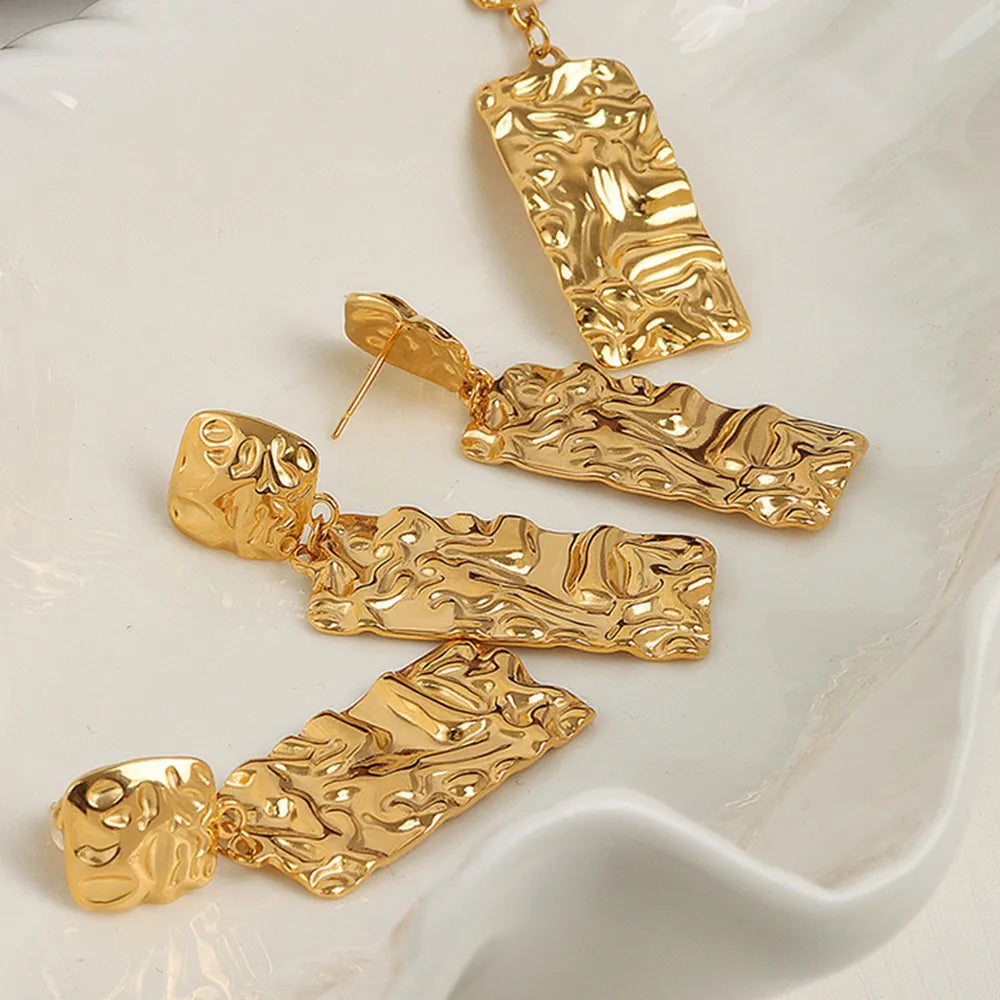 Titanium Steel Textured Geometric Earrings - V.I.P Digital Presence