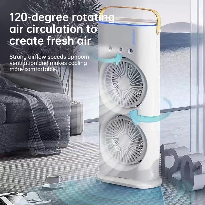 Rechargeable Portable Mini Fan with Spray Cooling – Desktop/ Room Use, Ventilation & LED Light - V.I.P Digital Presence