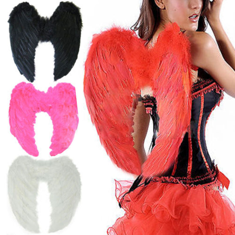 Adult 4 Color Outfit Angel Wing Dress Up Costume Fashion Girls Feather Fairy Pretty Halloween Cosplay Wing Party Supplies