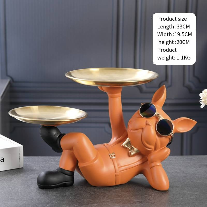 Creative Wealth Dog Ornament Entrance Key Storage Tray Desktop Candy Plate Home Decoration - V.I.P Digital Presence