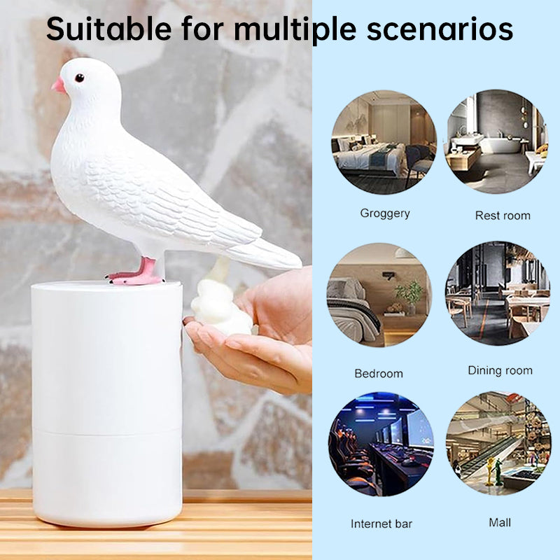Pigeon-shaped auto sensor foam dispenser. Touchless, fine foam. - V.I.P Digital Presence