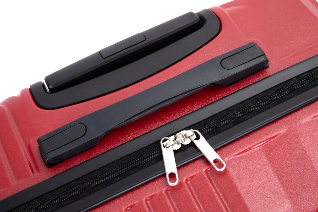 3 Piece Luggage Sets PC+ABS Lightweight Suitcase with Two Hooks Spinner Wheels (20/24/28) Red