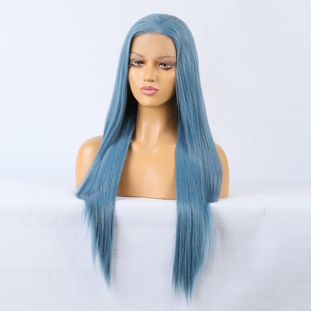 Long Straight Blue Wigs Natural Synthetic Hair Heat Resistant Wigs for Women Girls Cosplay - V.I.P Digital Presence