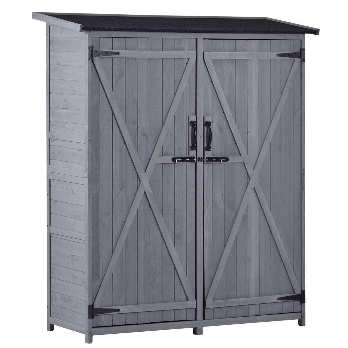 Outdoor 5.3ft Hx4.6ft L Wood Storage Shed Tool Organizer,Garden Shed, Storage Cabinet with Waterproof Asphalt Roof Gray - V.I.P Digital Presence