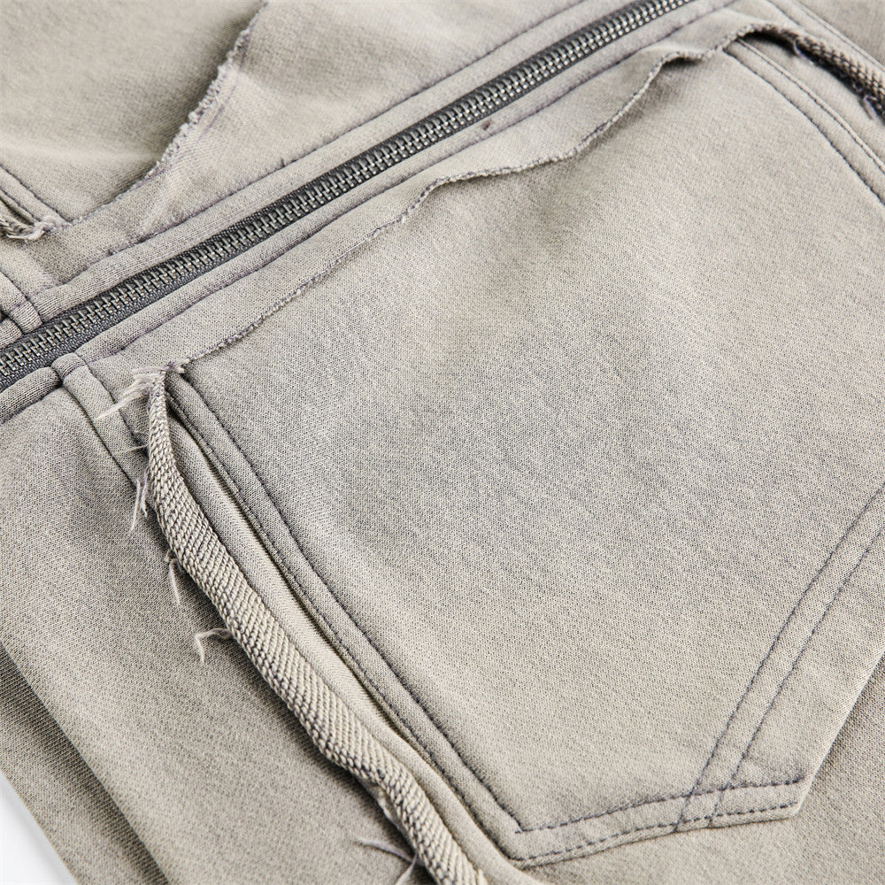 Post-Apocalyptic Punk Distressed Hooded Sweatshirt Loose Short Jacket for Men - V.I.P Digital Presence