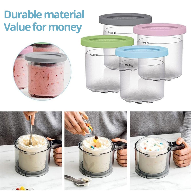 4-Pack Replacement Containers & Lids for Nin-ja Creami Deluxe Pints, 16oz, Compatible with NC299AMZ & NC300s, Original Grey - V.I.P Digital Presence