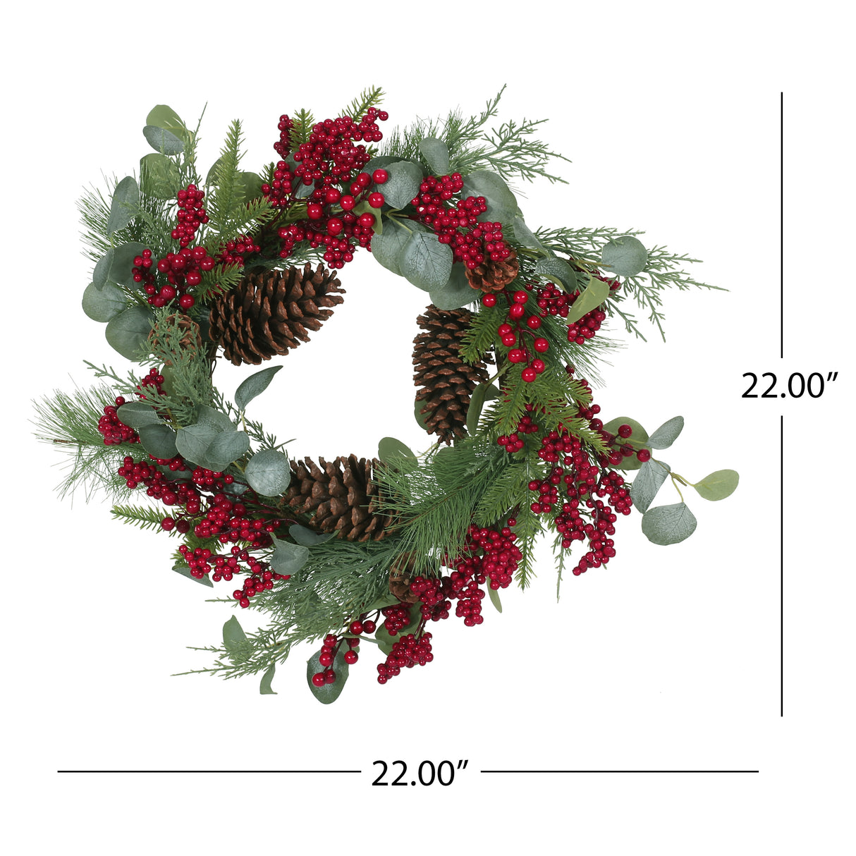 22" BERRY/EUCALYPTUS/PINECONE WREATH - V.I.P Digital Presence