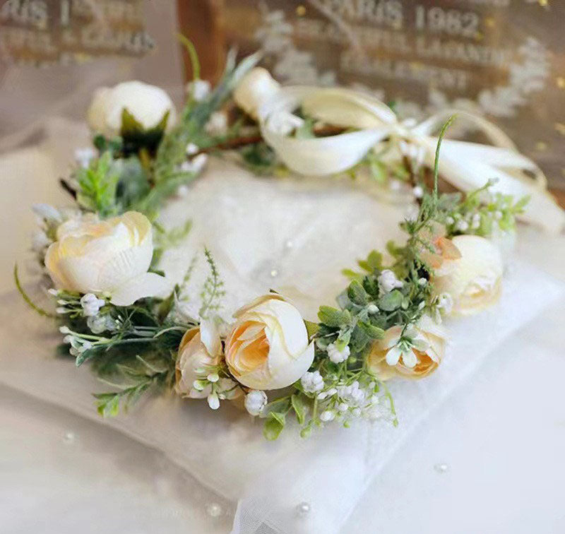 Simulated Rose Blossoms Adjustable Headwear Wreath Bridal Forest Flower Wedding Photography Scale Pretend - V.I.P Digital Presence