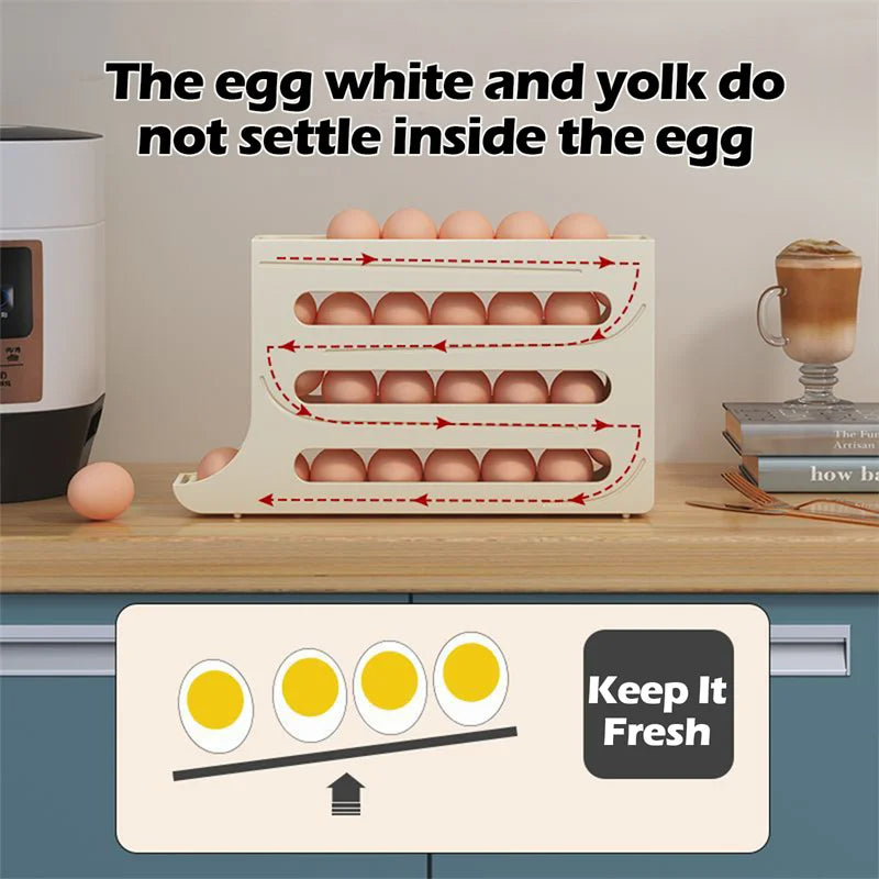Refrigerator Egg Storage Box Automatic Scrolling Egg Holder Kitchen Large Capacity Dedicated Rolling Egg Storage Box for Kitchen - V.I.P Digital Presence