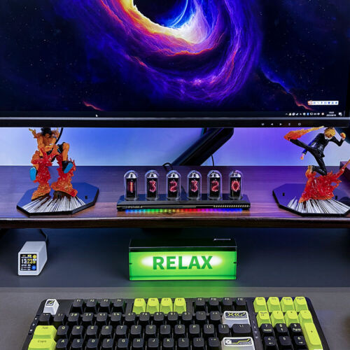 RGB aluminum alloy glow tube clock IPS computer desktop clock ornament Fate Stone Gate Cyberpunk - V.I.P Digital Presence