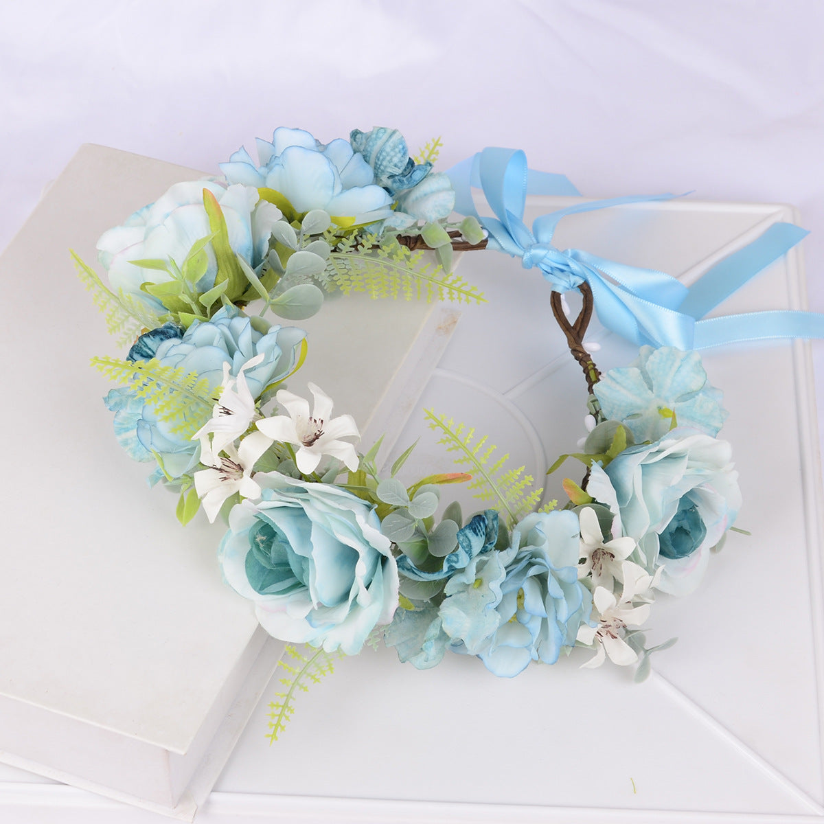 Flower Wreath Simulation Flower Leaves Hair Strap Photography Retro Hanfu Bridal Girl Flower Wreath Headwear - V.I.P Digital Presence