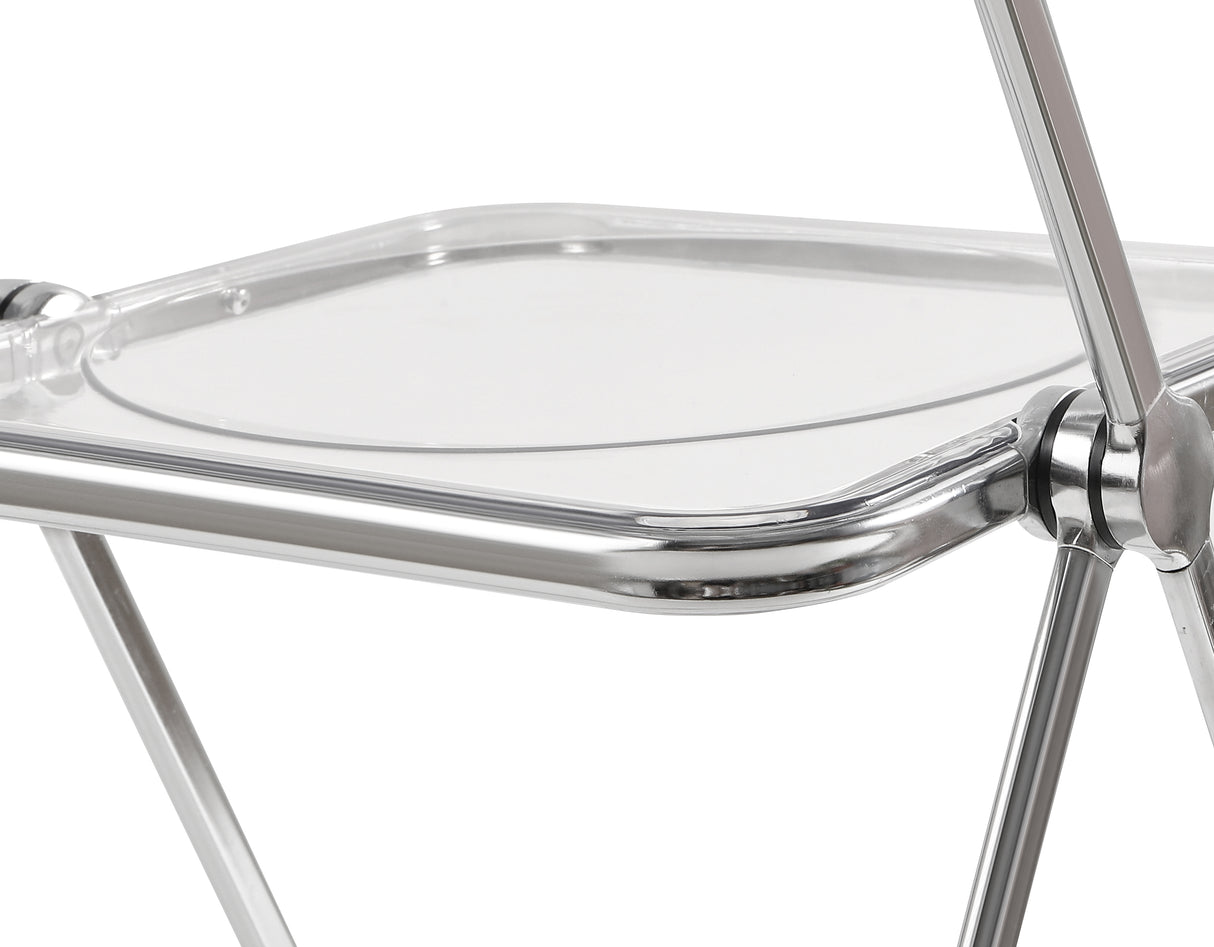 Transparent chair, stackable folding chair, PC plastic living room chair, chrome frame foldable acrylic chair, O-Clear - V.I.P Digital Presence