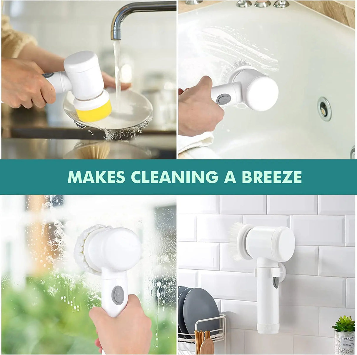 5-in-1 Electric Cleaning Brush Bathroom Wash Brush Kitchen Cleaning Tool USB Bathtub Brush - V.I.P Digital Presence
