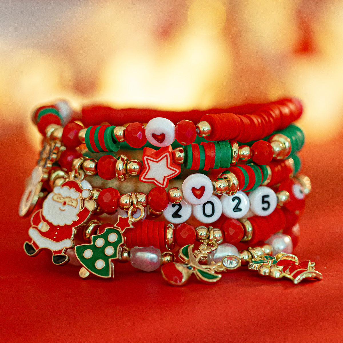 Christmas Candy Soft Ceramic CCB Bracelet Ins Wind Beaded Alloy Bracelet Set - V.I.P Digital Presence