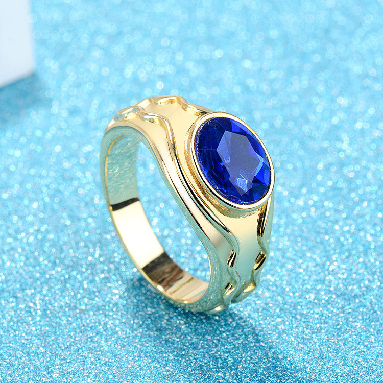 Simple and elegant men's ring plated with platinum, gold, and artificial gemstones - V.I.P Digital Presence