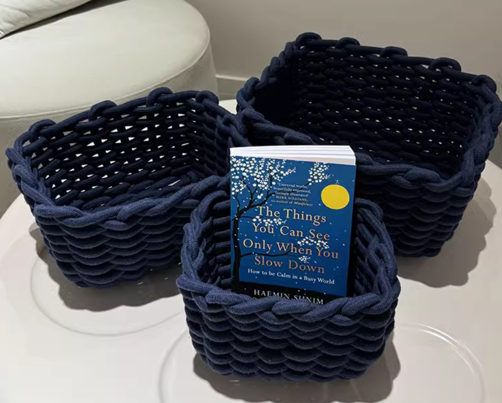 Storage Basket Hand woven Cotton Rope Sorting Basket 3-Piece Set Simple Homestay Design Home Storage Basket - V.I.P Digital Presence