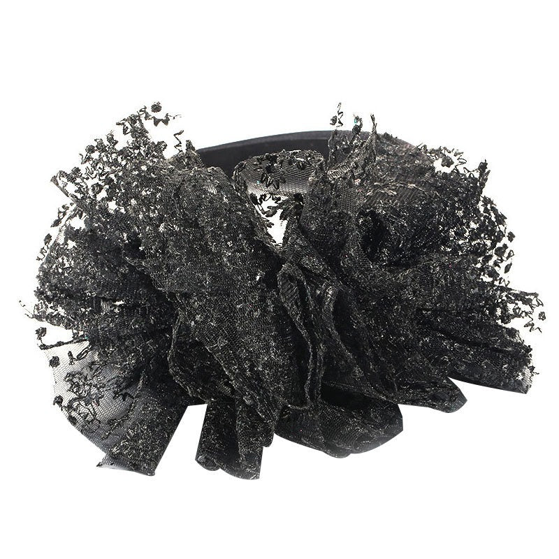 Fashionable lace embroidered polka dot oversized bow headband - V.I.P Digital Presence