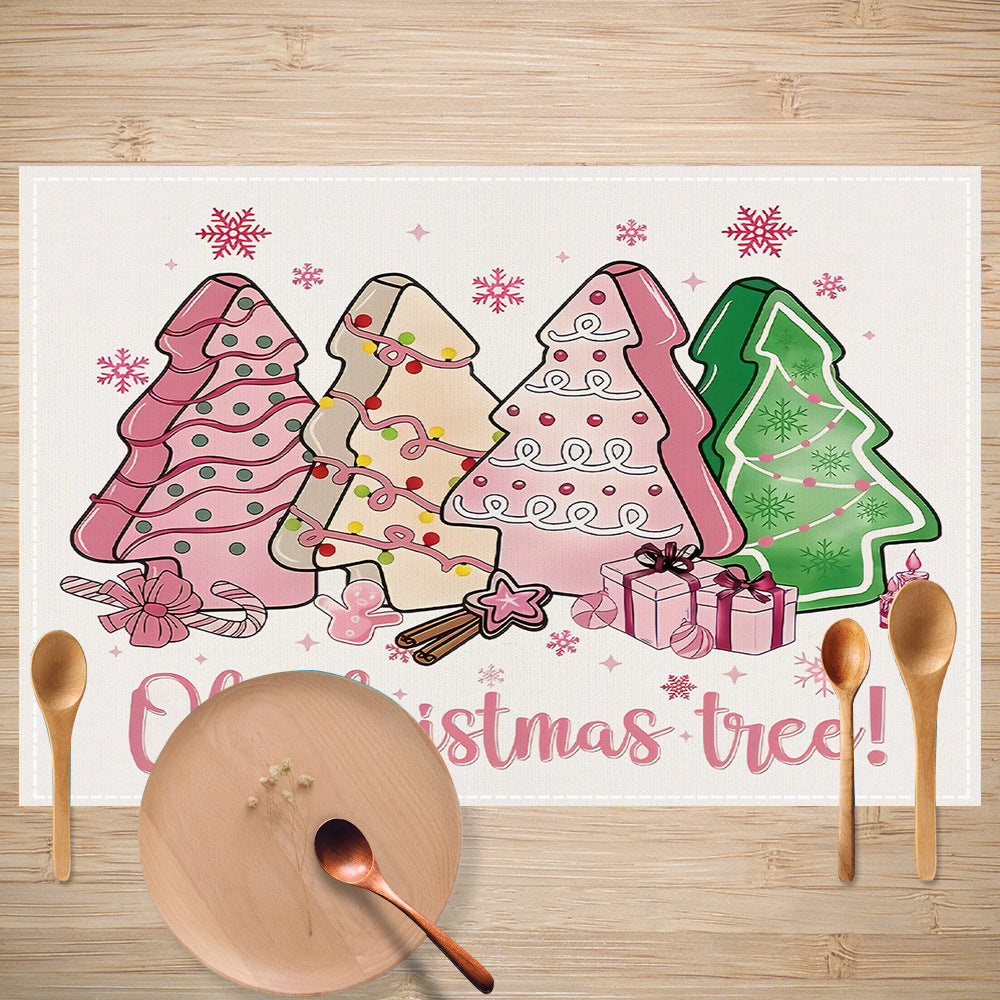Cake linen placemat Christmas kitchen restaurant decoration insulation mat printed snowman table mat - V.I.P Digital Presence
