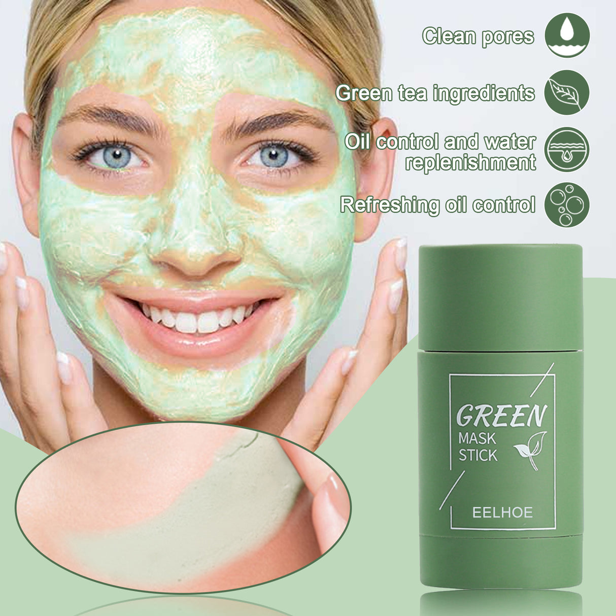 Green Tea Solid Mask, Deep Cleansing Hydrating Mask Stick Pore-Narrowing Paste Mask Stick - V.I.P Digital Presence