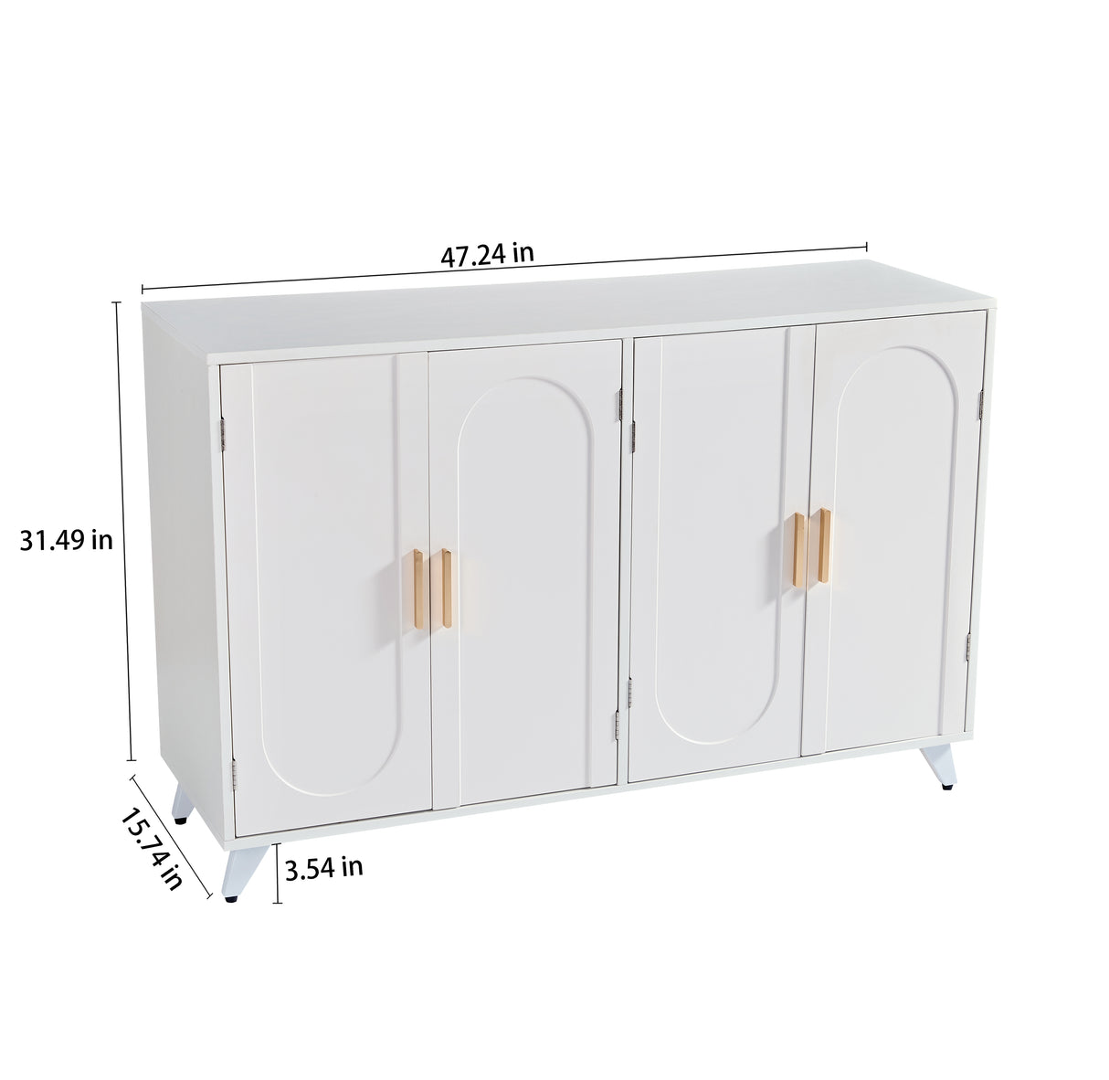 Sideboard Buffet cabinet with 4 doors and removable shelves, for living room, dining room, ivory white - V.I.P Digital Presence