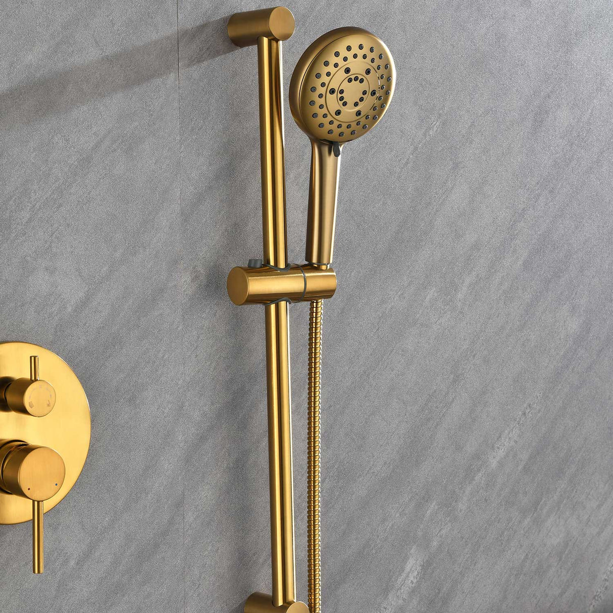 Shower System with Shower Head Hand Shower Slide Bar Bodysprays, Shower Arm Hose Valve Trim and Lever Handles - V.I.P Digital Presence