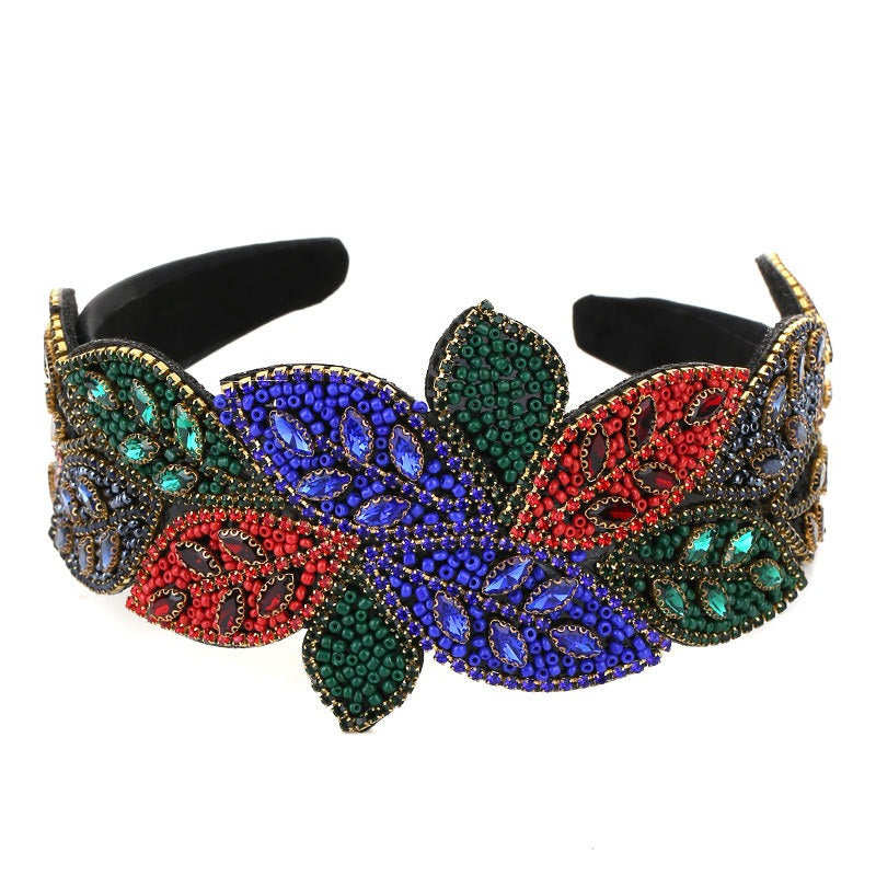 Handmade Heavy Craft Inlaid Water Diamond Rice Ball Head Hoop - V.I.P Digital Presence