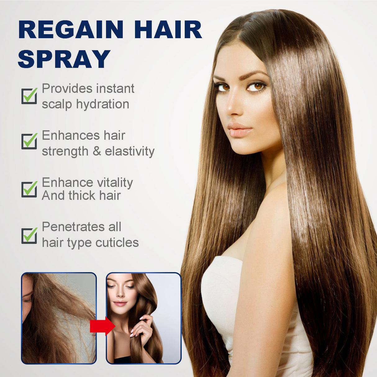 Regain Hair Spray, Moisturize And Repair Dry Hair And Frizz, Strengthen Hair And Prevent Hair Loss - V.I.P Digital Presence