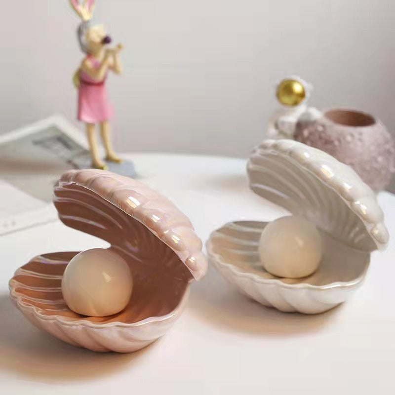 Creative Shell Night Light Bedroom Headlight Nordic Internet Celebrity Girl Heart Dream Pearl Ceramic Light Desktop Decoration - V.I.P Digital Presence