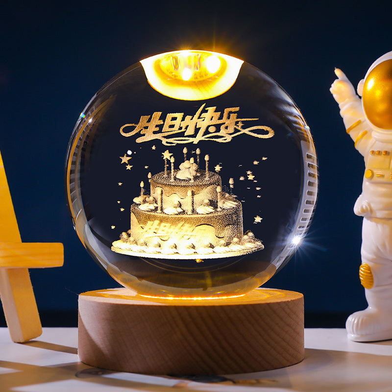 Starry Sky 3D Micro Landscape Crystal Ball Home Desktop Creative Interior Carving White Crystal Ball Ornament Craft Gift product - V.I.P Digital Presence