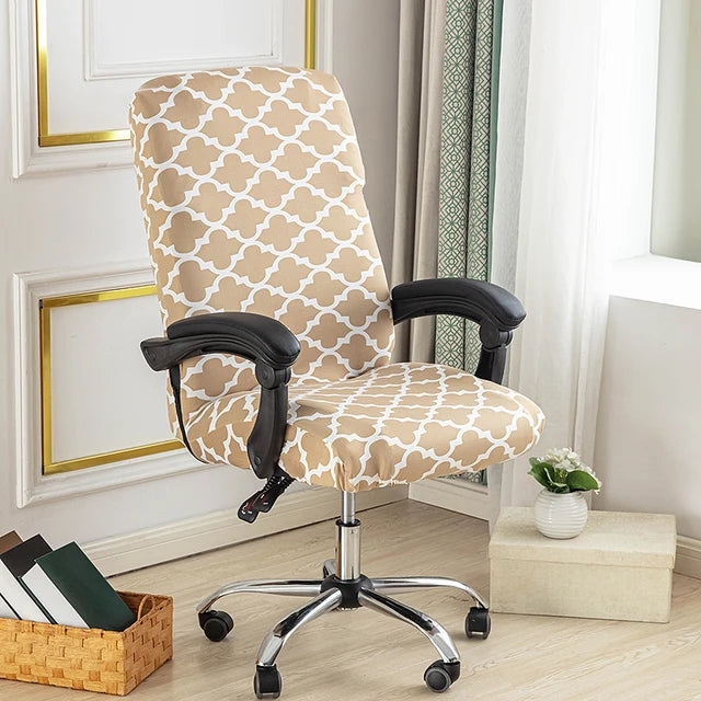 Stretch Printed Computer Office Chair Covers Soft Fit Universal Desk Rotating Slipcovers Removable Washable Anti-Dust Spandex - V.I.P Digital Presence