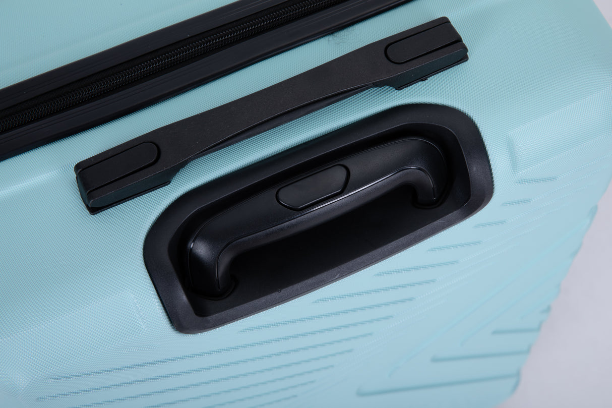 3 Piece Luggage Sets ABS Lightweight Suitcase with Two Hooks, Spinner Wheels, TSA Lock, (20/24/28) Green