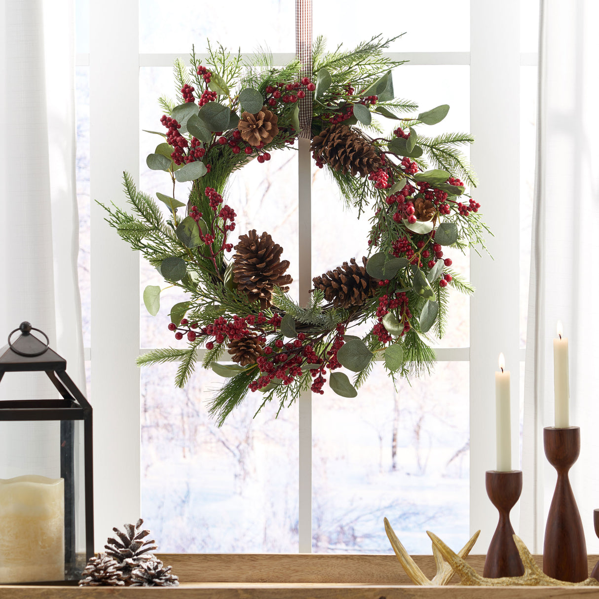 22" BERRY/EUCALYPTUS/PINECONE WREATH - V.I.P Digital Presence