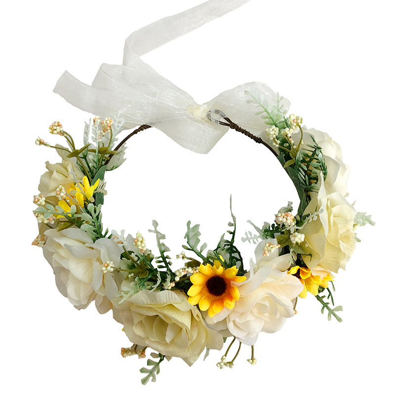 Big Rose Crown Simulation Flower Hair Hoop Sunflower Vine Flower Ring Street Dance Headwear - V.I.P Digital Presence