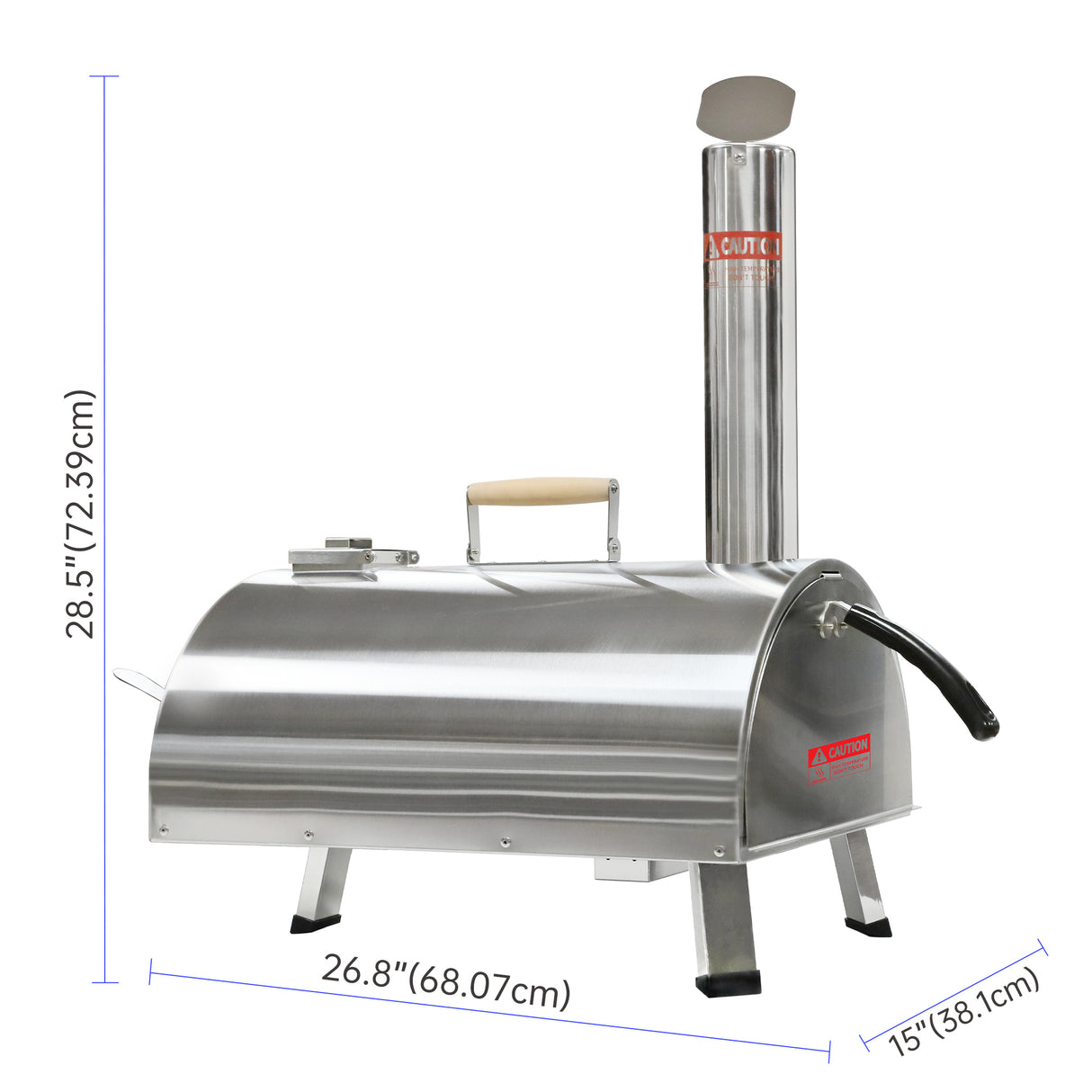 Silver Pizza Oven Outdoor 12" Semi-Automatic Rotatable Pizza Ovens Portable Stainless Steel