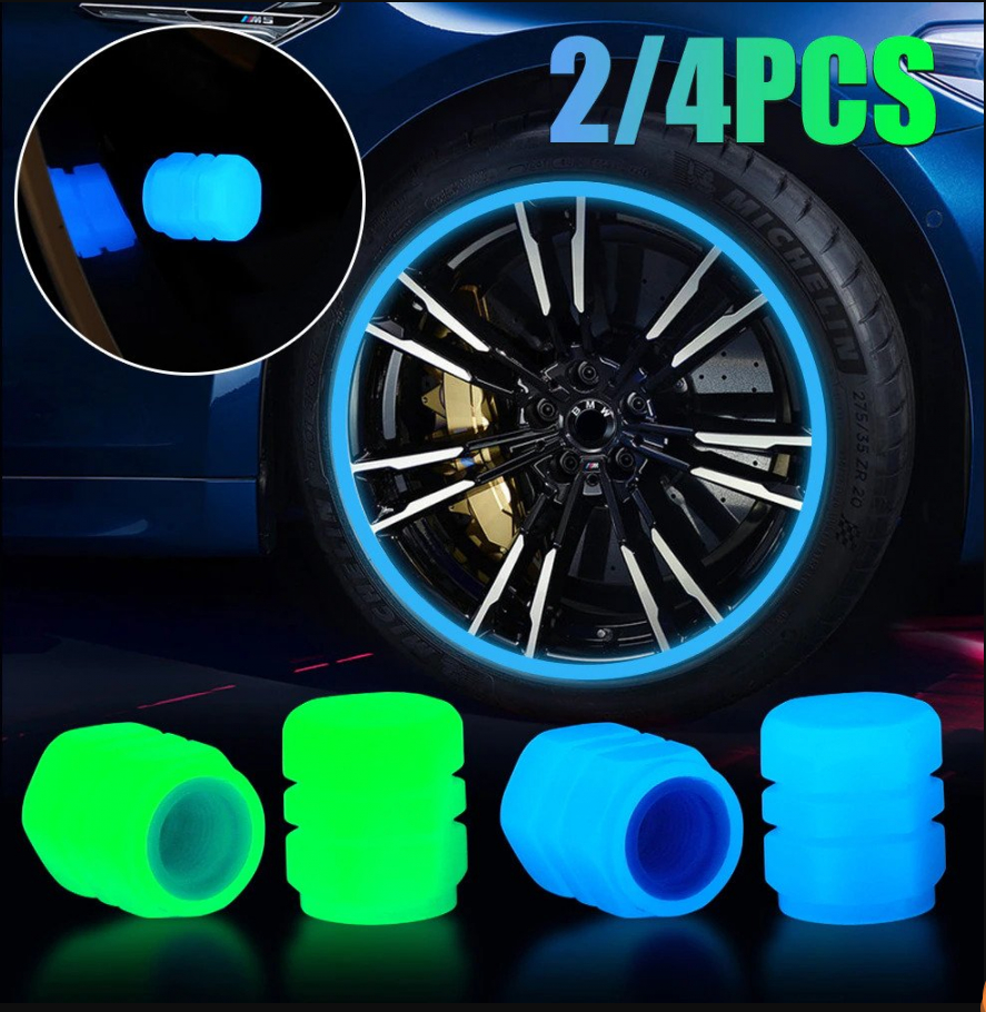 Car Tire Luminous Valve Cap Car With Electric Vehicle Motorcycle Air Nozzle Cover Luminous Valve Core Cover Tire Universal