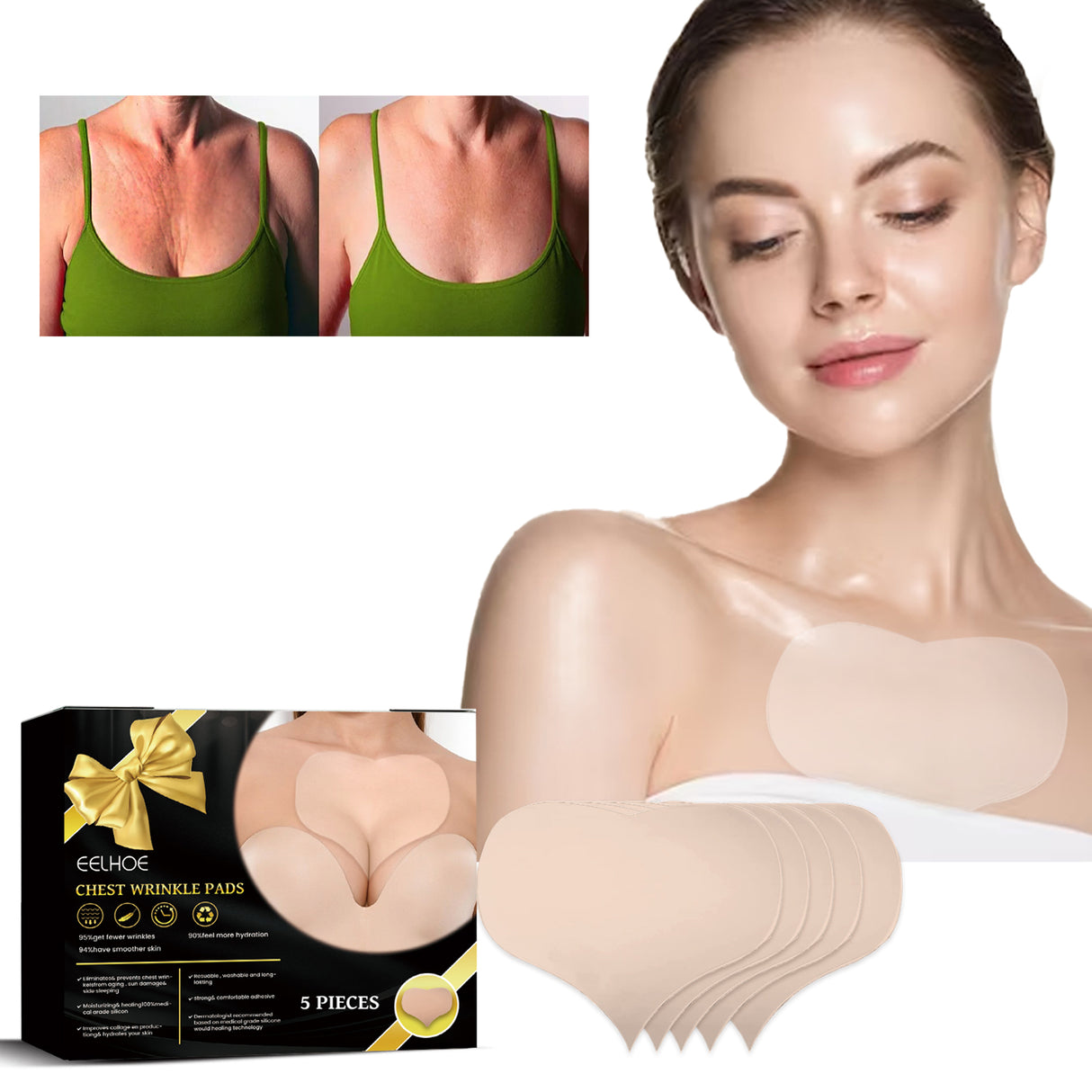 Breast Anti-Wrinkle Patch, Moisturizing And Firming Cleavage Skin Breast Moisturizing Silicone Patch To Reduce Breast Wrinkles