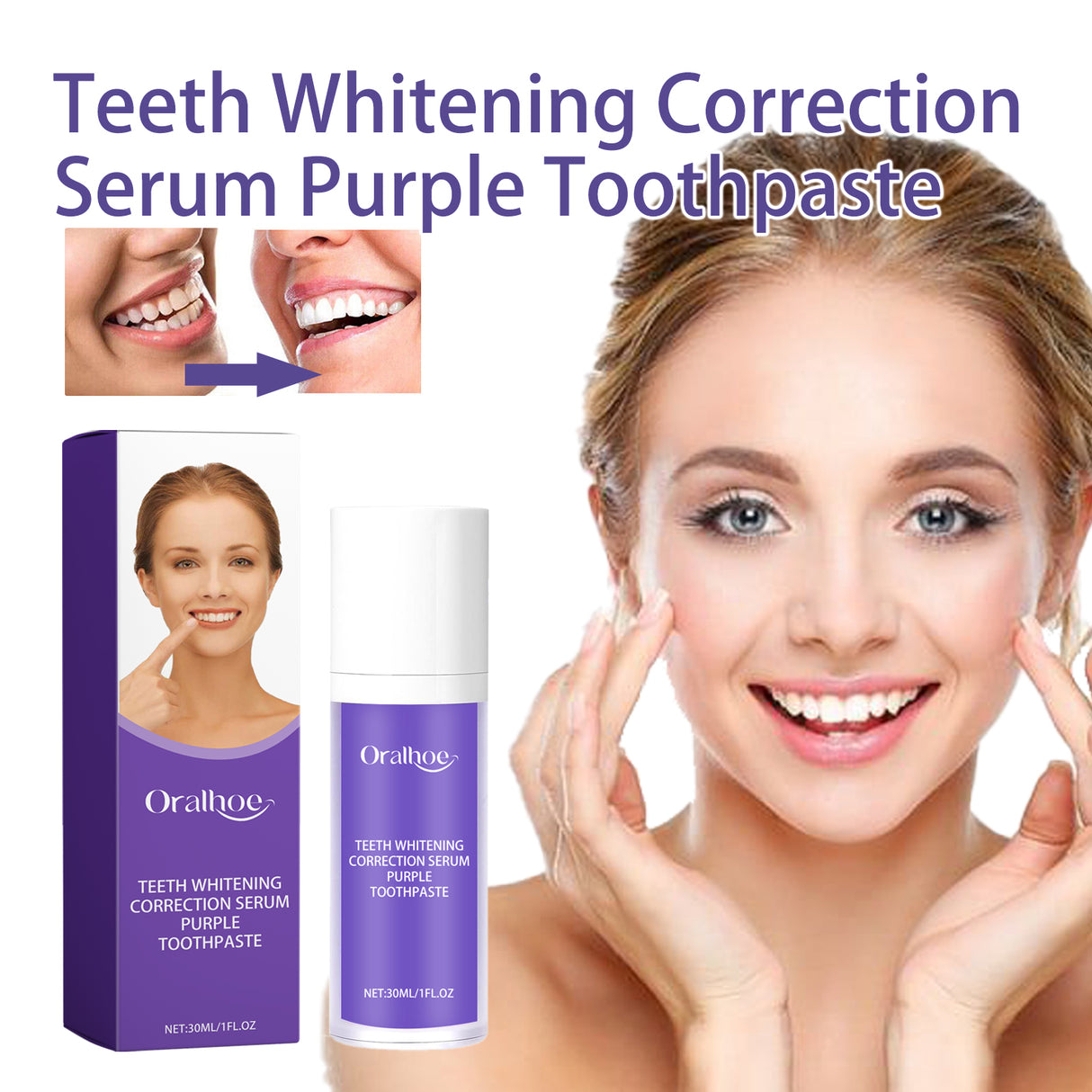 Teeth Whitening Correction Serum Purple Toothpaste, Clean Tooth Stains Brightening White Mild Gingival Care Breath Fresh And Deodorizing - V.I.P Digital Presence