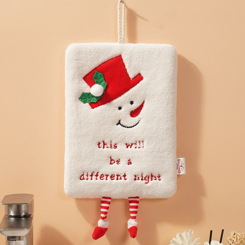 New Christmas hand towel can be hung with thick coral fleece towel, kitchen absorbent quick drying cloth, cartoon hand towel - V.I.P Digital Presence