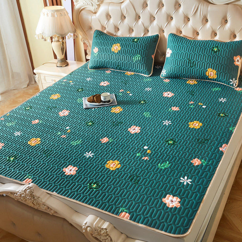Summer Bed Sheet Ice Silk Mat Soft and Comfortable Latex Mattress Bedding Three-piece Breathable Mat for Comfortable Sleep