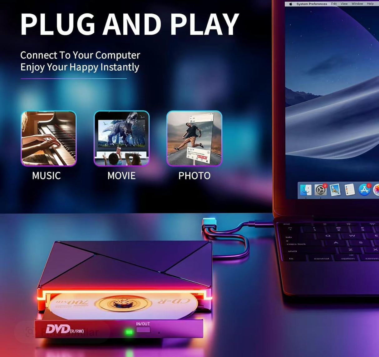 MemoraDrive USB-C DVD Burner