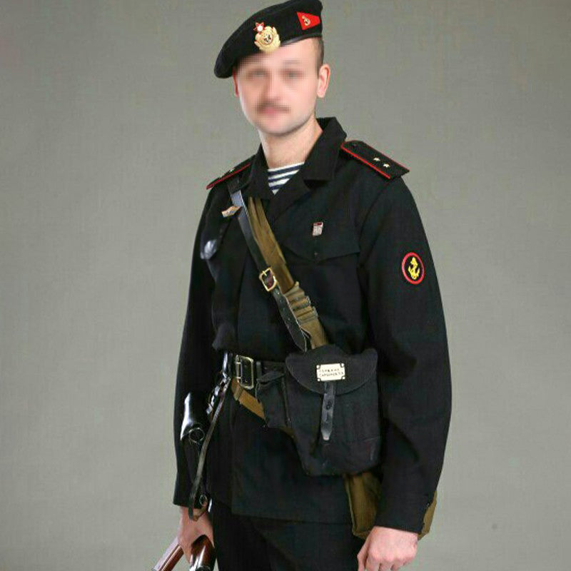 Cold War: Directly sourced original Russian items. Issued - Soviet Marines' black 4 - compartment AK mag pouch. - V.I.P Digital Presence