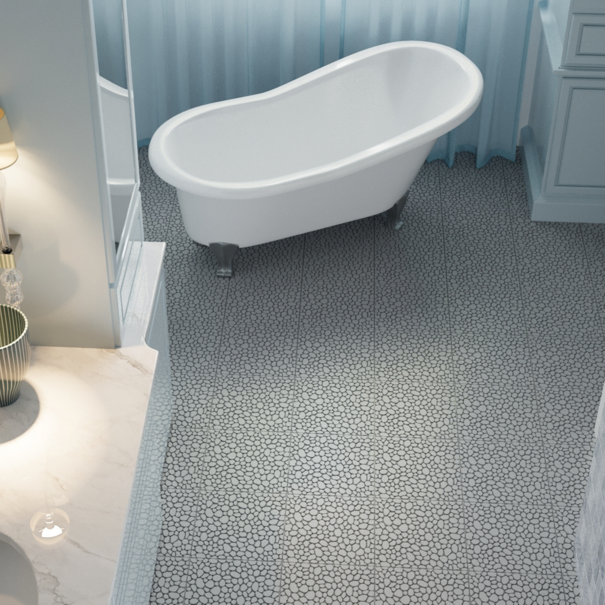 12 x 12 inch gray interlocking deck tiles, plastic waterproof pebble pattern, pack of 12 pieces - V.I.P Digital Presence