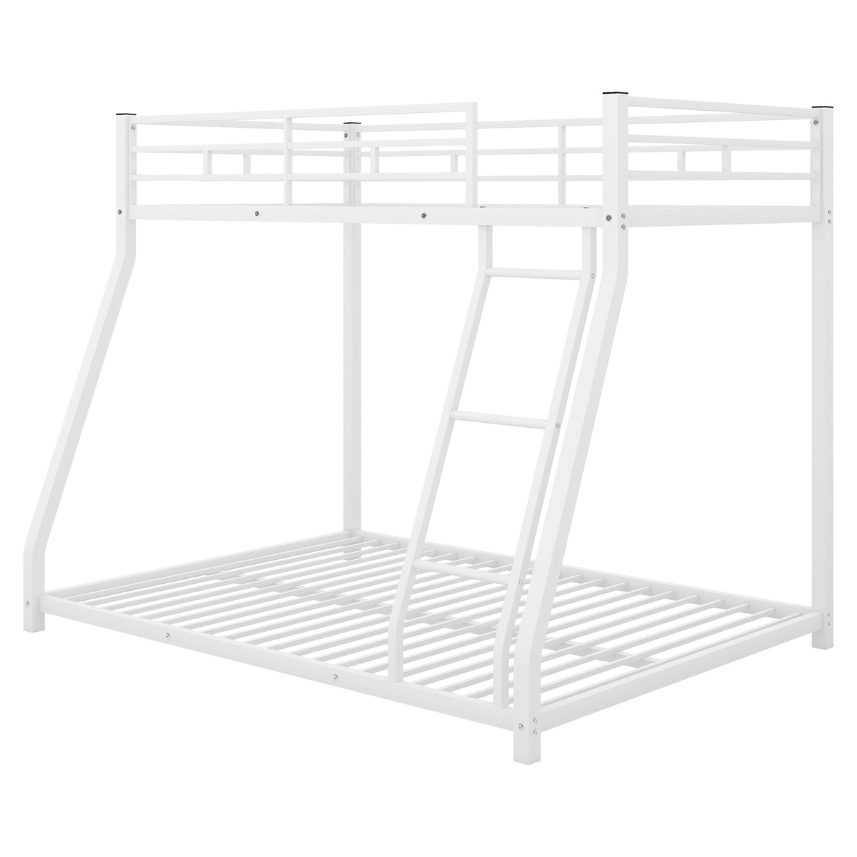 Metal Floor Bunk Bed Twin over Full White
