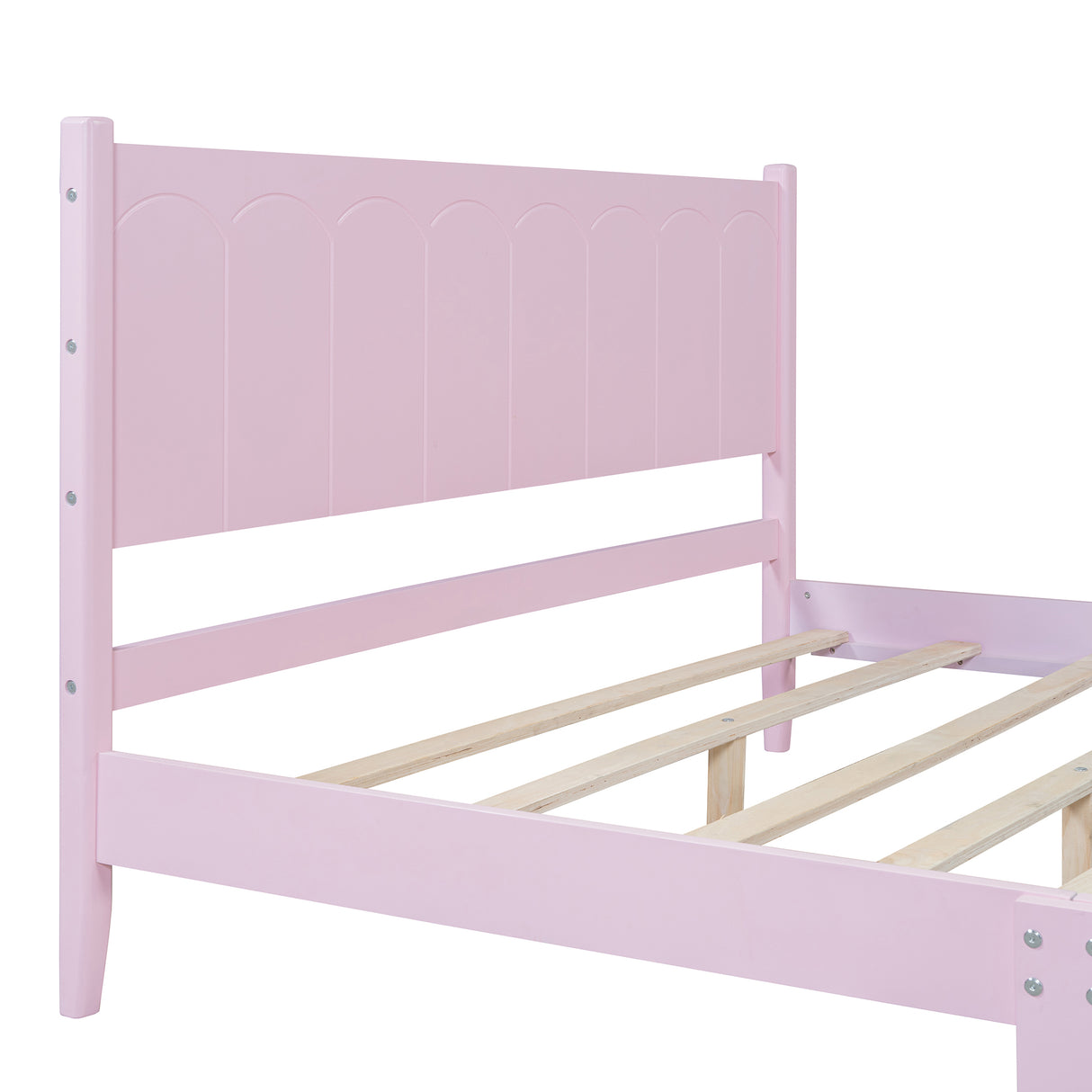 Queen Size Wood Platform Bed Frame, Retro Style Bed with Rectangular Headboard,No Need Box Spring,Pink - V.I.P Digital Presence