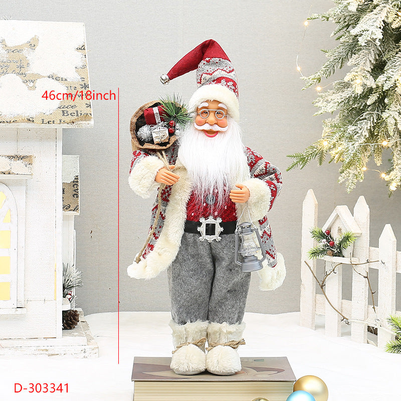 Christmas crafts 18 inch, wearing snow boots, backpack, standing, Santa Claus, dwarf - V.I.P Digital Presence