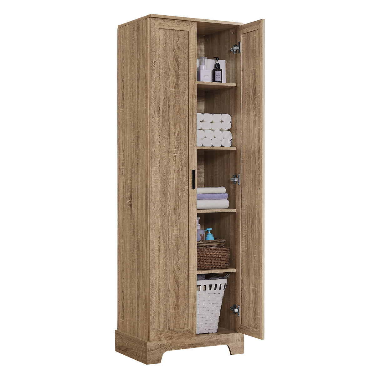Storage Cabinet with Two Doors for Bathroom, Office, Adjustable Shelf, MDF Board, Brown - V.I.P Digital Presence