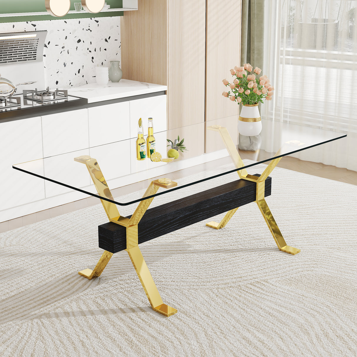 Dining table Modern tempered glass dining table Large modern office desk - V.I.P Digital Presence