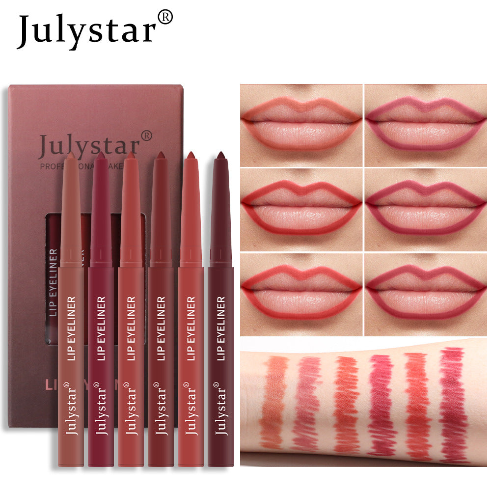 Lipstick Pink Six Pack Lipstick Pen Waterproof Matte Velvet Fog Rotary Lipliner - V.I.P Digital Presence