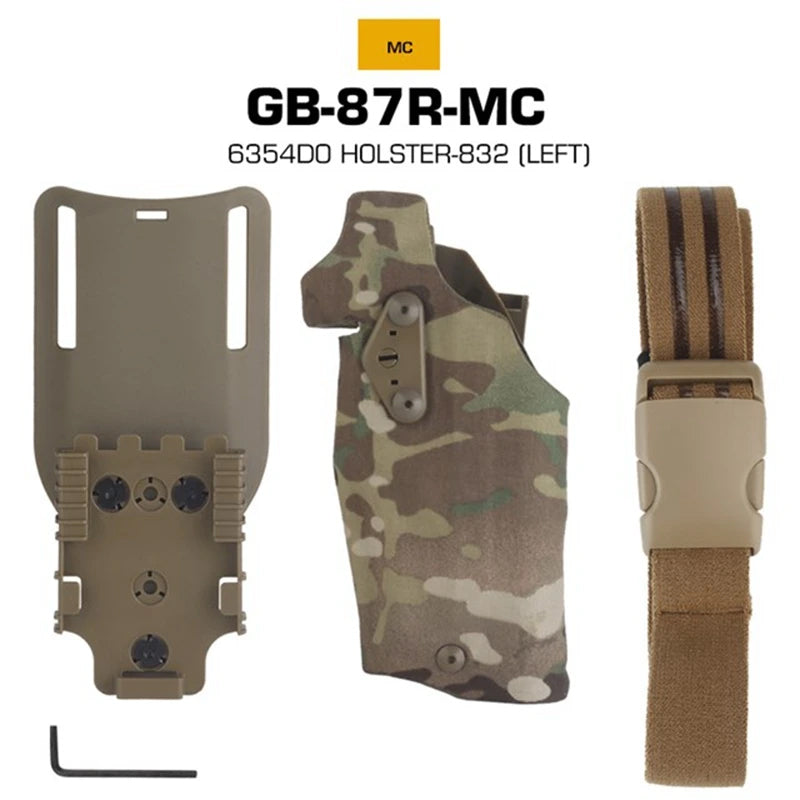 6354DO Left - handed Tactical Pistol Glock 17 Holster with X300U - A QLS Adapter, Leg Shroud, Drop, and MHA Leg Strap Kit - V.I.P Digital Presence